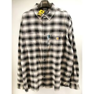 Mens Carhartt Relaxed Fit Midweight Flannel Shirt Rugged Flex Black Plaid Sz 3XL